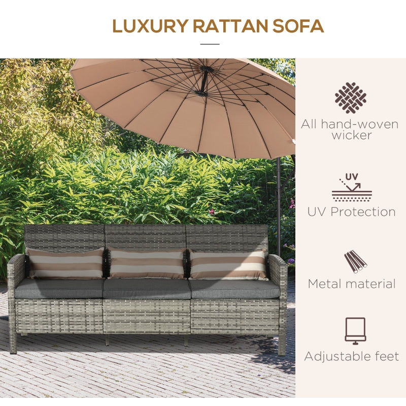 Fenton Falls Rattan Outdoor Patio Sofa - Grey - Seasonal Overstock