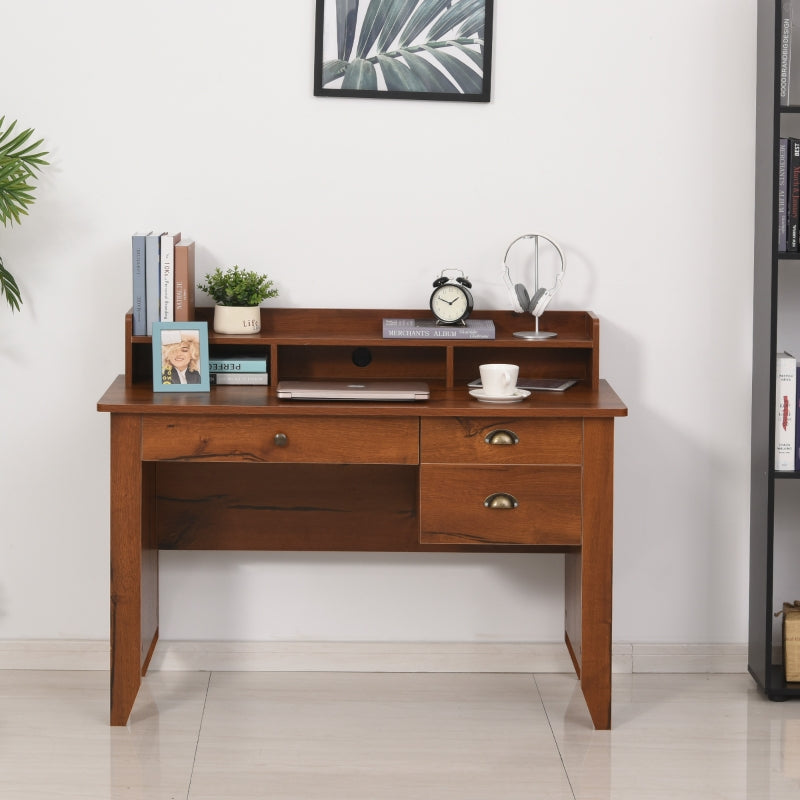 Fides Writing Desk with Storage Drawers and Hutch - Brown - Seasonal Overstock