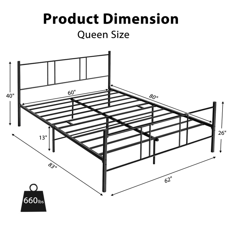 Graham Queen Size Metal Platform Bed - Seasonal Overstock