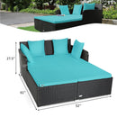 Halton Outdoor Rattan Lounging Patio Sofa - Turquoise - Seasonal Overstock