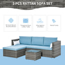 Patio Furniture, Olwen 3pc Patio Sectional Sofa with Reversible Chaise - Light Blue / Grey - Seasonal Overstock