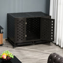 45" Paw Pattern Steel Dog Crate with Castors - Seasonal Overstock