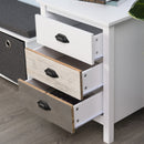 Arya 3 Drawer Multi Tone Farmhouse Bedside Night Table - Seasonal Overstock