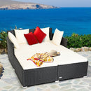 Halton Outdoor Rattan Lounging Patio Sofa - White - Seasonal Overstock