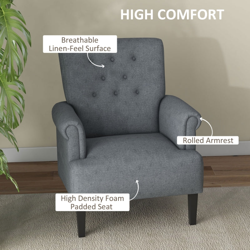 Jinny Button Tufted Modern Accent Chair - Grey - Seasonal Overstock