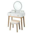 Vanity, Melvyna Luxury Vanity with LED Mirror - Gloss White / Gold - Seasonal Overstock