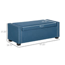 Benches, Osman 47" Nailhead Blue Upholstered Storage Bench - Seasonal Overstock