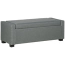 Benches, Osman 47" Nailhead Light Grey Upholstered Storage Bench - Seasonal Overstock