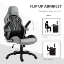 Gaming Chairs, Rowan High Back Gaming Chair with Flip Up Arm Rests - Grey - Seasonal Overstock