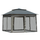 Gazebos, Zella 11' x 11' Grey Pop-Up Gazebo with Mesh Walls and Carry Bag - Seasonal Overstock