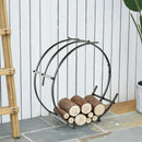 28" Black Round Firewood Display and Storage Rack Log Holder - Seasonal Overstock