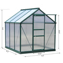 Greenhouses, 6.2' x 6.3' Walk-In Greenhouse with Aluminum Frame, Polycarbonate Panels, Sliding Door - Green - Seasonal Overstock