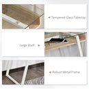 Cosmo Modern Glass Top Desk with Shelf In Oak and White Finish - Seasonal Overstock