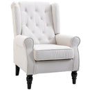 Chairs, Harland Button Tufted Wing Back Armchair - Cream White - Seasonal Overstock