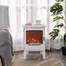 Mini Electric Fireplace with Realistic Flame - White - Seasonal Overstock