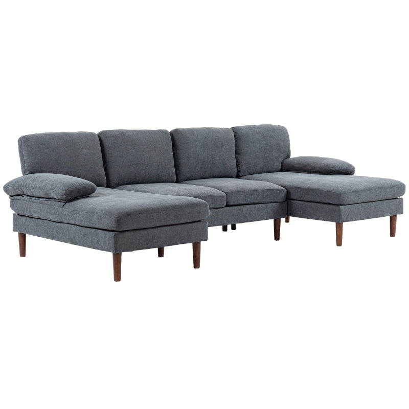 Delphi 112" Modern U-Shape 4-Seat Sectional Sofa with Two Chaises - Dark Grey