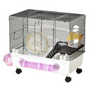 Hamster Cage Kit with Exercise Wheel & Tube - White - Seasonal Overstock