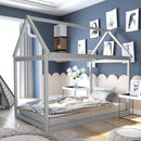 Xavier House Shaped Twin Size Wood Canopy Platform Bed - Grey - Seasonal Overstock