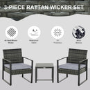 Patio Furniture, Ricardo 3pc Rattan Wicker Chair and Table Set - Grey - Seasonal Overstock