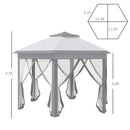 Gazebos, Belvedere 13.3ft Hexagon Pop-Up Portable Gazebo with Mesh Walls - Light Grey - Seasonal Overstock