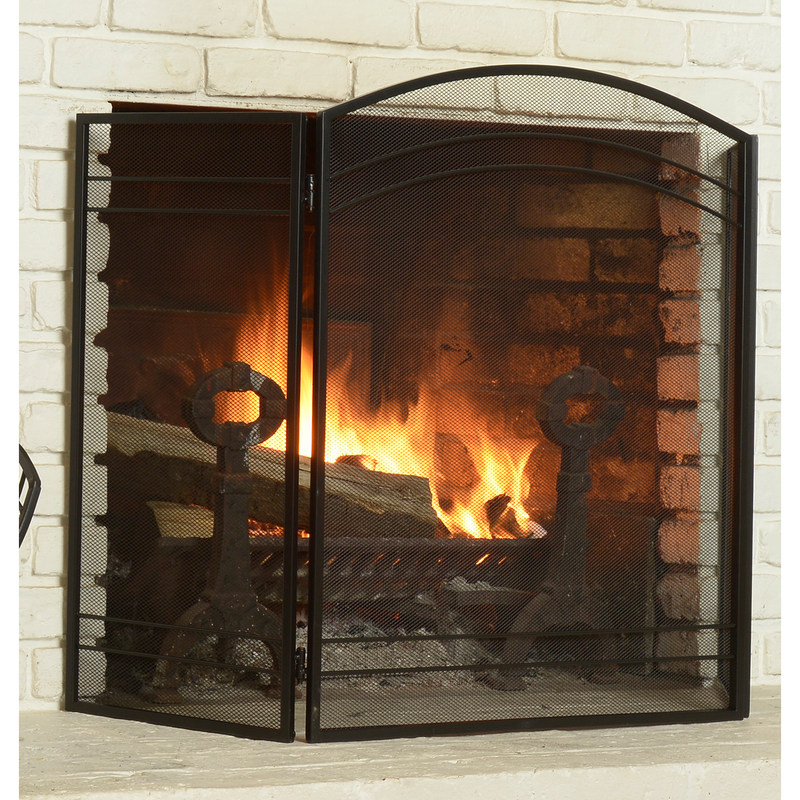 Classic Black Fireplace Screen - Seasonal Overstock