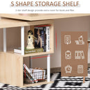 Libra Multi-Configuration Corner Desk with Shelves in Oak and White - Seasonal Overstock