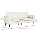 Sofas, Oliver 80" Cream White Button Tufted Mid Century Modern Sofa - Seasonal Overstock