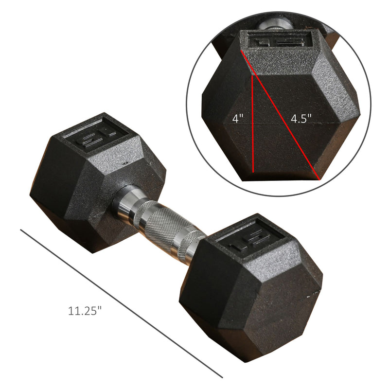 Set of Two 15lb Rubberized Hexagon Dumbbell Weights (30 lbs Total) - Seasonal Overstock