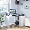 Soren Convertible Desk With Cabinet, Shelves and Drawer - White - Seasonal Overstock