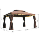 Thisbe 10' x 13' Two-Tier Brown Canopy Gazebo - Seasonal Overstock