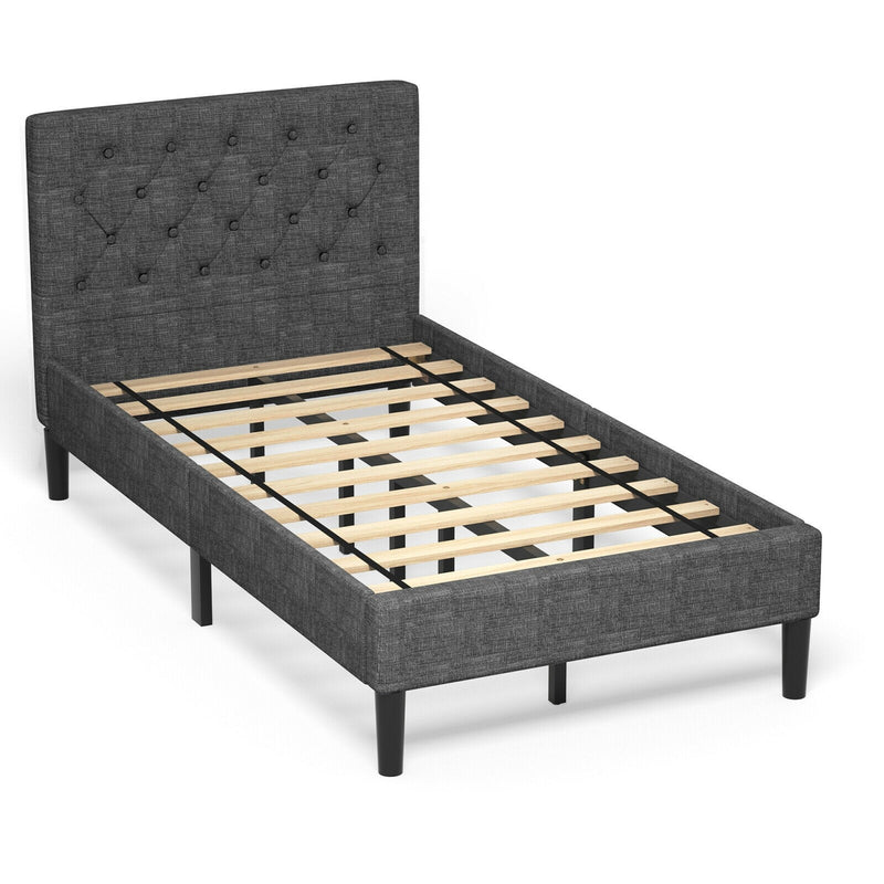 Tomi Twin Size Upholstered Platform Bed - Seasonal Overstock