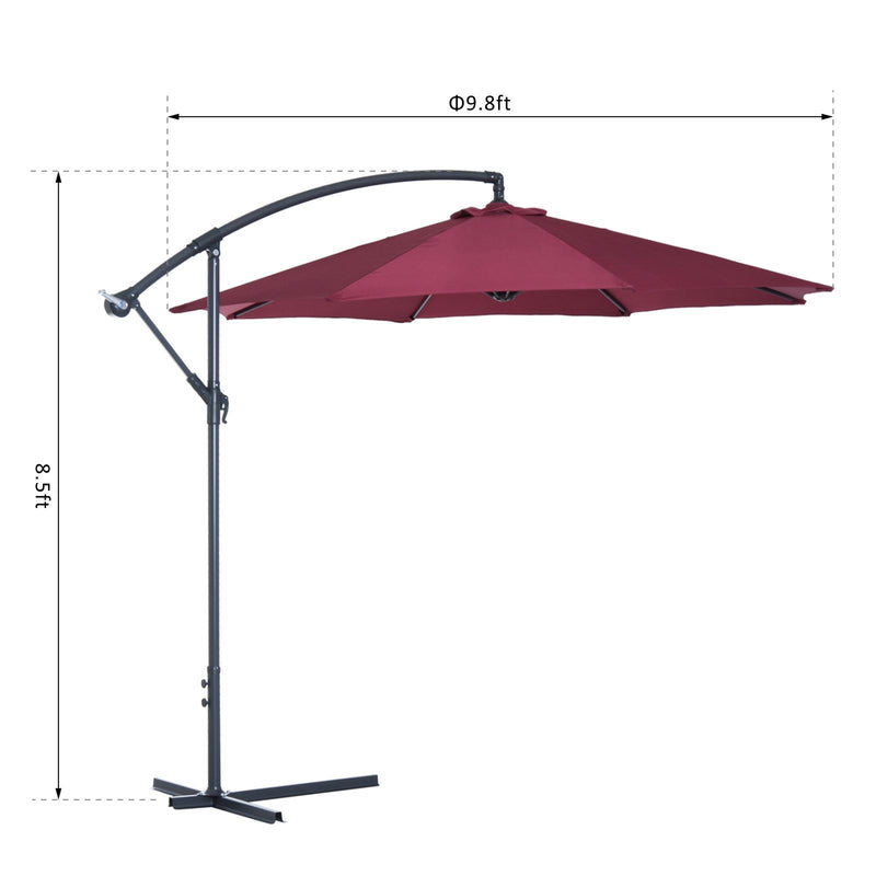 10' Deluxe Cantilever Patio Umbrella - Wine Red - Seasonal Overstock