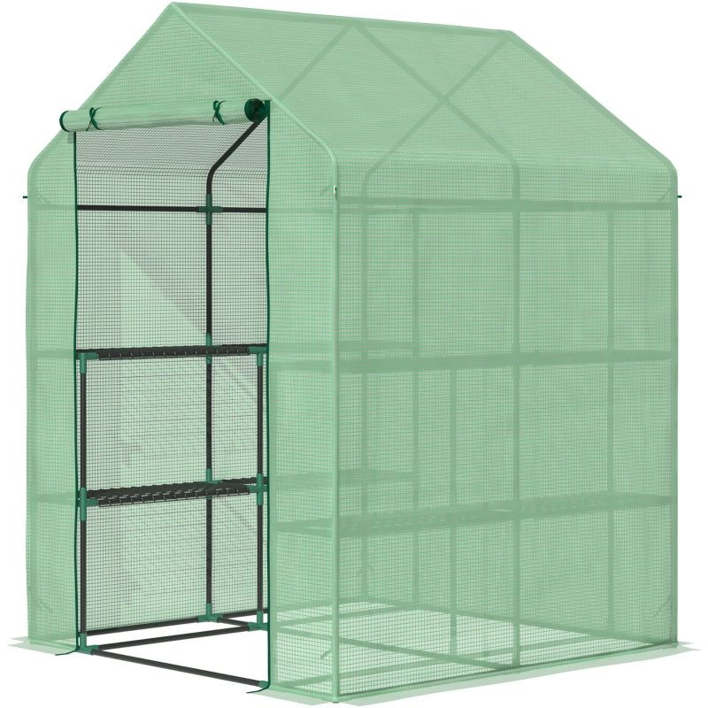 4.7' x 4.5' x 6.2' Portable Walk-In Greenhouse with 8 Shelves - Seasonal Overstock