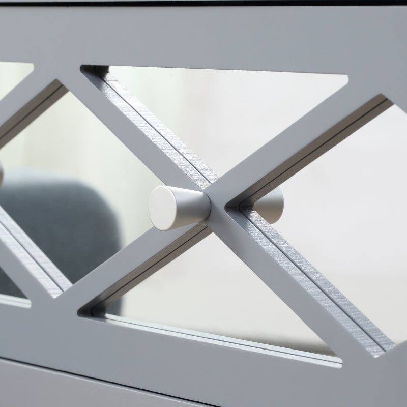 Beren 3-Drawer Grey Storage Dresser with Mirror Panels - Seasonal Overstock