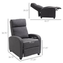 Recliner Chair, Elliot Dark Grey Manual Reclining Chair - Seasonal Overstock