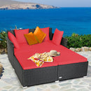 Halton Outdoor Rattan Lounging Patio Sofa - Red - Seasonal Overstock