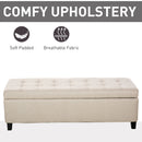 Benches, Isra 51" Beige Upholstered Storage Bench - Seasonal Overstock