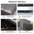 Placid Peak Modular Outdoor Patio Sectional Sofa, Loungers and Table 9pc Set - Light Grey / Mixed Brown