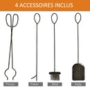 Two Level Rustic Gold Log Holder Firewood Rack with 4pc Tool Set - Seasonal Overstock