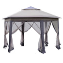 Gazebos, Belvedere 13.3ft Hexagon Pop-Up Portable Gazebo with Mesh Walls - Coffee / Beige - Seasonal Overstock