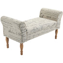 Benches, Bianca 51" White Upholstered Script Bench - Seasonal Overstock