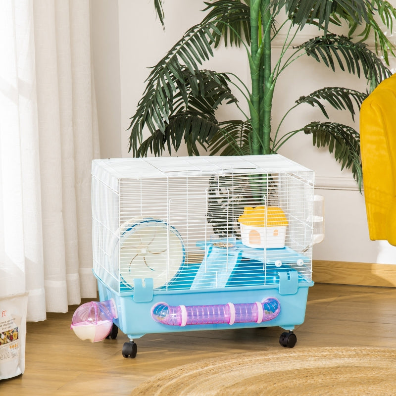 Hamster Cage Kit with Exercise Wheel & Tube - Light Blue - Seasonal Overstock
