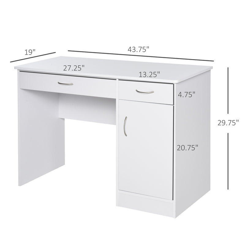Dylan White Study Desk With Drawers - Seasonal Overstock
