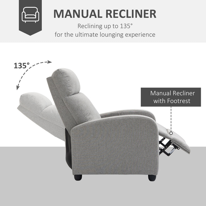 Elliot Light Grey Manual Reclining Chair - Seasonal Overstock