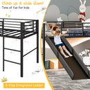 Jaya Twin Size Metal Loft Bed with Slide and Guardrails - Black - Seasonal Overstock