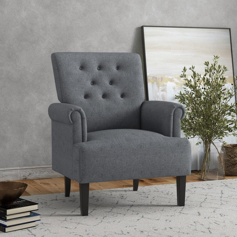 Jinny Button Tufted Modern Accent Chair - Grey - Seasonal Overstock