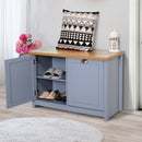 Shoe Storage, Julianna Blue Grey Two Door Shoe Storage Cabinet - Seasonal Overstock