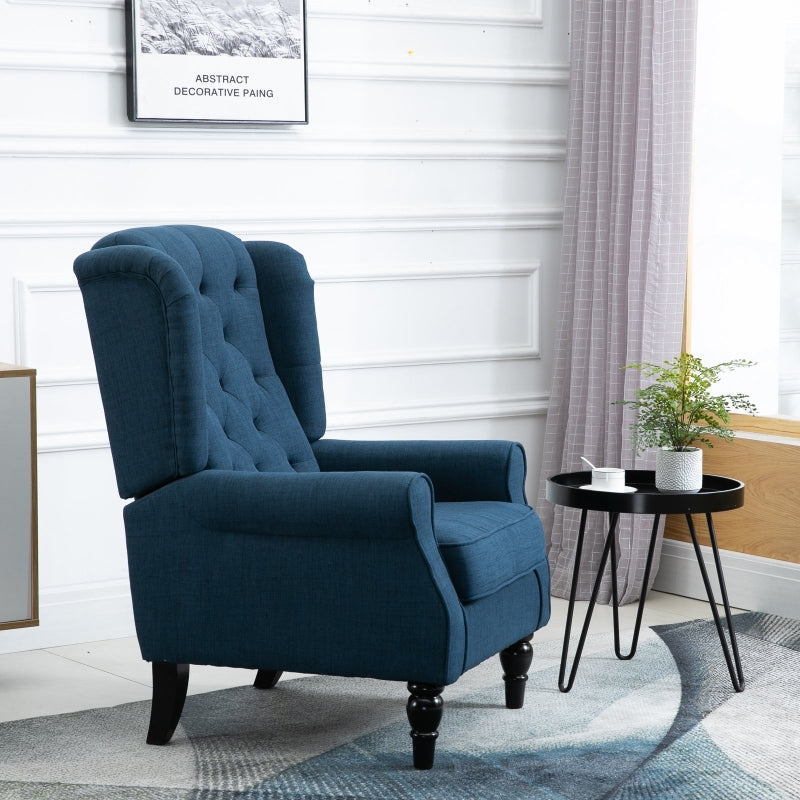 Louis Button Tufted Winged Back Upholstered Arm Chair - Blue - Seasonal Overstock