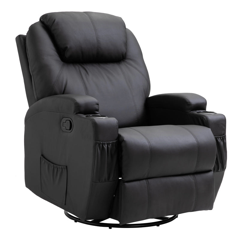Maxx Reclining Swivel Vibration Massage Chair - Black - Seasonal Overstock