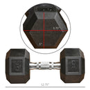 Set of Two 30lb Rubberized Hexagon Dumbbell Weights (60 lbs Total) - Seasonal Overstock